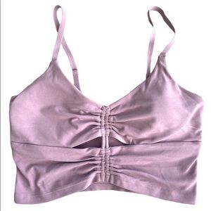 Athleta Dusty Lilac Purple Gathered Crop Top Sports Bra Size XS